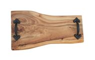 Walnut Live Edge Charcuterie Board with Cast Iron Handles - 44cm