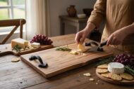 Walnut Live Edge Charcuterie Board with Cast Iron Handles & Cheese Utensils - Image 3