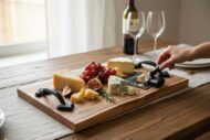 Walnut Live Edge Charcuterie Board with Cast Iron Handles & Cheese Utensils - Image 2