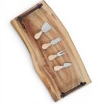 Walnut Live Edge Charcuterie Board with Cheese Utensils - 53.5cm